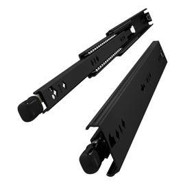 VADANIA 12" Black Heavy Duty Drawer Slide with Lock #D53, Black-electroplated Cold-Rolled Steel, Detachable 3-Fold Full Extension, Ball Bearing Lock-in & Lock-Out, Side Mount, 1-Pair