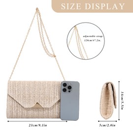 HomKuch Women's Straw Clutch Purse Woven Summer Beach Clutch Wallet for Wedding Party Prom Travel