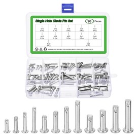 sourcing map 96Pcs M3 / M4 / M5 12 Sizes Single Hole Clevis Pin Assortment Kit, 304 Stainless Steel Flat Head Single Hole Clevis Pins Set for Mechanics Repair, DIY (Silver)