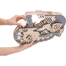 EWA Eco-Wood-Art Ping Pong Gun Wooden DIY Set with Screw Mechanism, Ideal as a Gift, Wooden 3D Puzzle for Self-Assembly for Teenagers and Adults (14+), 153 Pieces