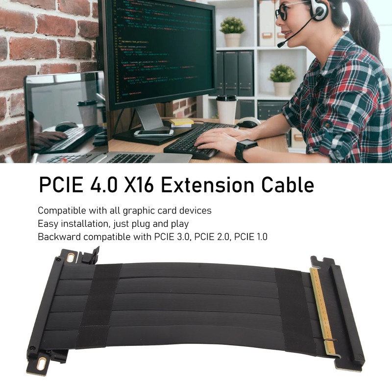 PCIE 4.0 X16 Riser Cable High Speed Flexible Double Sided