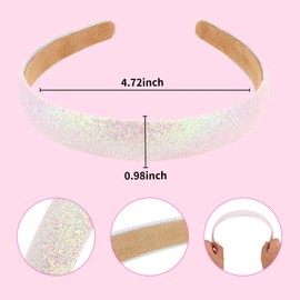 Semato Pink Glitter Headbands for Girls Sparkly Wide Headband Cute Non Slip Headbands Bling Hairband for Little Girl Hair Accessories