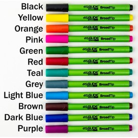 Eziglide Colouring Pens 12 Pack Broad Felt Tips, Assorted Colouring Pens, Smooth Fibre Nib, Bright Colours for Paper, Card, Adult colouring books, Art & Crafts, School, Work & Home Stationery Supplies