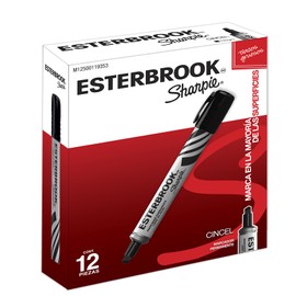 Sharpie M12500119353 Esterbrook Marcador Permanente Grueso, Caja de 12 Piezas, negro