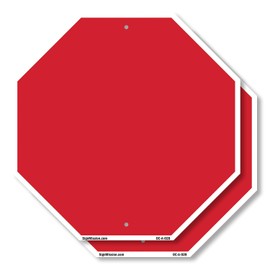 Blank Sign Red Background (2 Pack) 10 inch X 10 inch Octagon Plastic Sign Weather Resistant, UV Protected for Workplace, Private Property, and Construction Site, Made in the USA