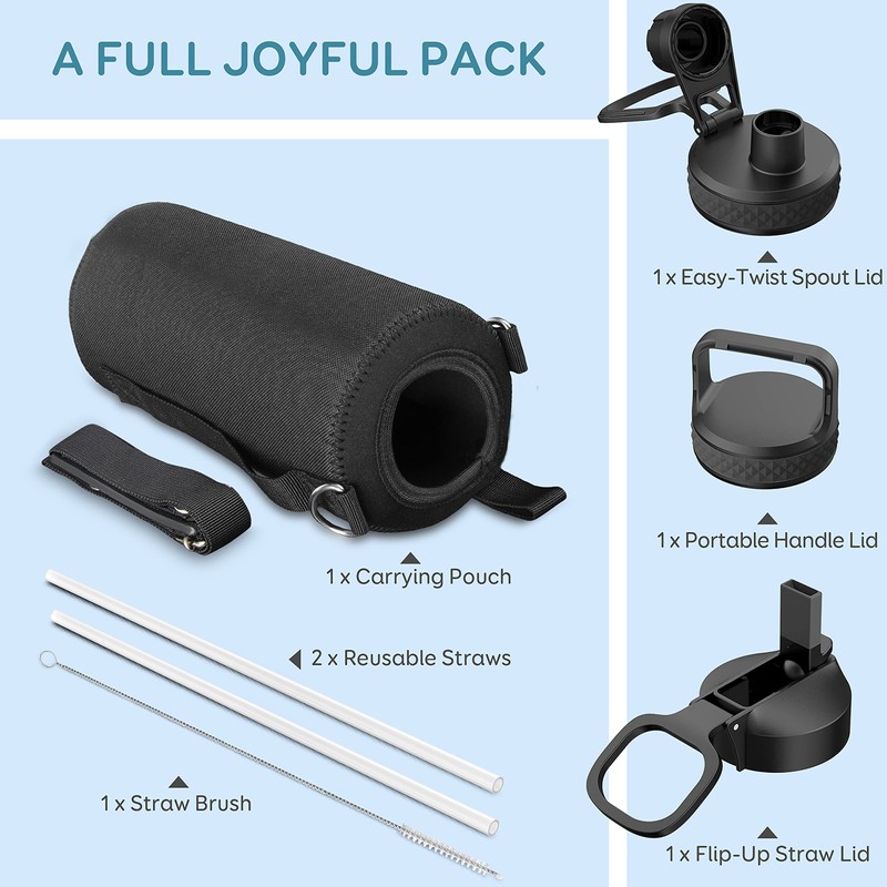 Coolflask Water Bottle 32 oz 940ml Insulated with Straw, Stainless