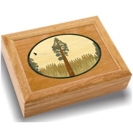 MarqArt Wood Tree Gift Box - Trinket Organizer With Hinged Lid - Store Rings, Bracelets, Watches, Coins - Great Gift For Any Occasion - Birthdays, Christmas, Graduation - (#2140BH 6x8x2)