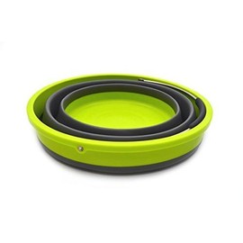 SAMMART 10L/2.6 Gallon Collapsible Plastic Bucket - Foldable Round Tub - Portable Fishing Water Pail - Space Saving Outdoor Waterpot, size 31cm dia - PackageQuantity: 1, Color: White/Lake Green