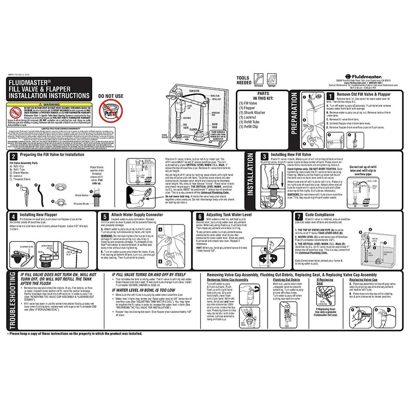 Fluidmaster 400CRP14 Fill Valve and 2-inch Flapper Repair Kit (Pack