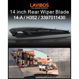 LAVIBOS 14 inch Rear Wiper Blade (14A), Back Window Windshield Wiper Blade for Jeep Cherokee 2022-2014 /Santa Fe 12-07 Tucson 22-16 /Mazda 3 CX-5 CX-7 CX-9 /C-HR 22-18 + More (14-A/H352 /3397011430)