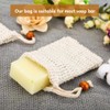 4pcs Bubble Net, Cotton Linen Soap Bag, Natural Products Beige