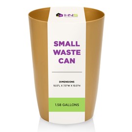 HOLDN’ STORAGE Small Trash Can –Open Top Garbage Cans for Kitchen, Office, Dorm, Bathroom, etc. –Waste Can for Compact/Tight Spaces – The Perfect Bathroom Trash Can –10.5” x 7.5” Trash Bin-Soft Brass