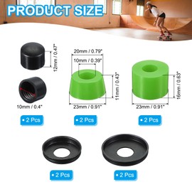 PATIKIL Skateboard Bushings, 90A PU Long-Board Truck Rebuild Kit Bushings Washers Pivot Cups for Outdoor Skateboard Parts, Green