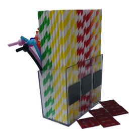 Yazeziliya Acrylic Straw Dispenser Holder for Counter, Plastic Straw Container， Kitchen Storage Organizer for Home, Office, Restaurant ， Easy Dispensing, Modern Clear Design