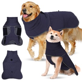 SilverChry Waterproof Warm Dog Jacket, Dog Coat with Reflective Harness, Waterproof Warm, Dog Coat Fleece Large Dogs for Cold Weather for Dogs Indoor and Outdoor Camping (2XL)
