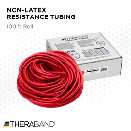 THERABAND Resistance Tubing, Red, Medium Level 2, 100 ft Roll, Latex-Free, Professional-Grade Exercise Tube for Body & Core Workouts, Cut-to-Length, Color-Coded, Lightweight & Versatile
