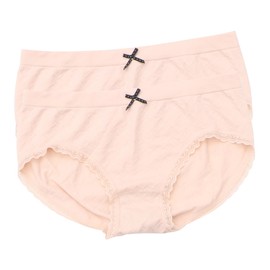 LIFKOME 2Pcs Breathable Seamless Briefs for Women High Elastic Waistline Undershorts Comfortable for Everyday Wear Skin Color Pink