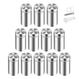 Pack of 12 Stainless Steel Advertising Screw, Advertising Screw Glass Spacers, Sign Holder, Wall Spacer Screw, Stainless Steel Advertising Screw Nails, Silver, 12 x 25 mm