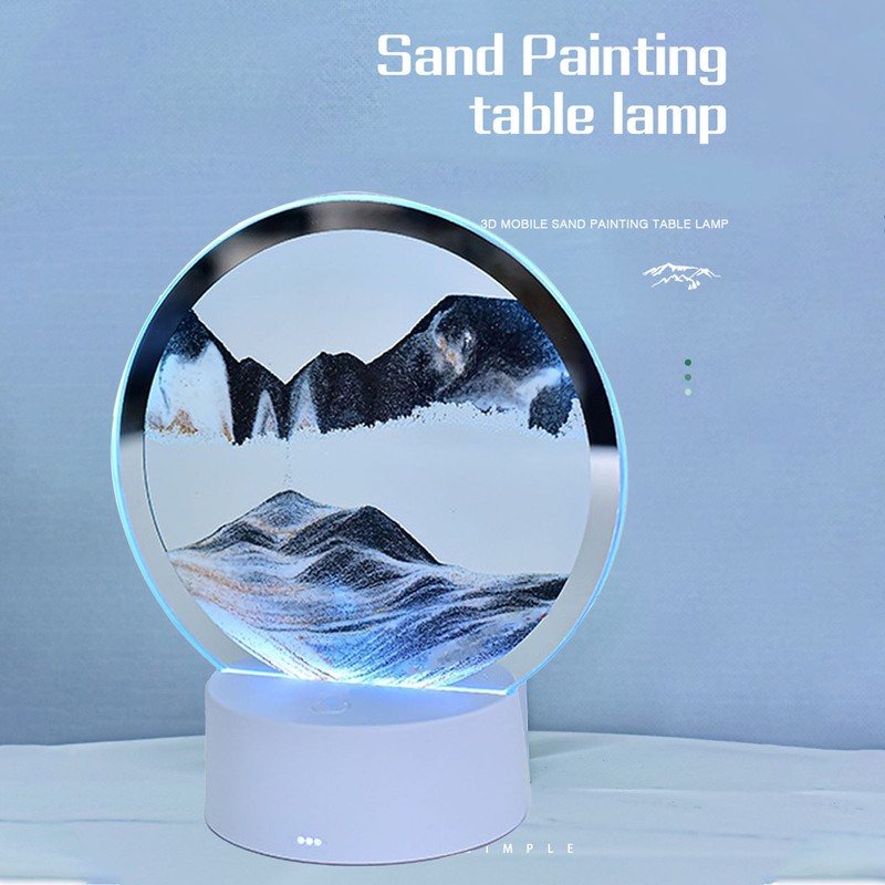 Sand Painting Table Lamp 7 Color 3D Hourglass Table Lamp