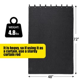 HOMBYS Large Sound Dampening Blanket, 72" x 48" Sound Absorbing Panel with Grommets for Wall Hanging, Noise Reduce Curtains for Recording Studio Use and Basements, 72" x 48", Black