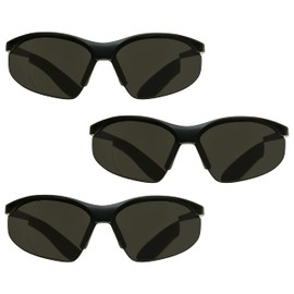 proSPORT Full Lens Reading Sunglass Reader Safety +2.50 Smoke Lens 3 Pack Sport Wraparound Curve Not Bifocal