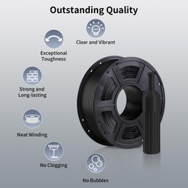 ANYCUBIC PETG Filament 1.75mm, 3D Printer Filament, Dimensional Accuracy +/- 0.02mm, Exceptional Toughness and Long-lasting Print with Most FDM 3D Printers, 1KG Spool, Black