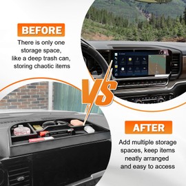 TACOBRO Interior Dashboard Storage Compatible with 2022-2025 Sierra/Silverado 1500 Accessories, 2024 2025 GMC Sierra/Chevy Silverado 2500HD/3500HD Dash Mounted Organizer Tissue Holder Tray