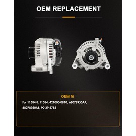 ROADFAR New Alternator Compatible 2016 for Jeep for Wrangler 75th Anniversary 3.6L,2018 for Jeep for Wrangler JK Rubicon/Sahara/Sport/Sport S 3.6L, OE 11584