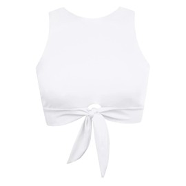 parte superior de bikini para mujer con nudo frontal y cuello alto sin mangas para mujer, Rojo -, S