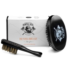 Hunter Jack Hunter Jack Beard Brush for Men - Natural Boar Bristle Hair Brush Kit - Small Soft Mustache Brush - Premium Grooming Kit - 2pc
