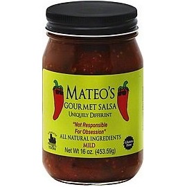 Mateo's Gourmet Salsa 16oz Glass Jar (Pack of 3) Select Heat Level Below (Mild)