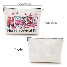 CREATCABIN Nurse Survival Kit Bag Canvas Makeup Pouch Nursing Cosmetic Bag Multi Purpose Pen Case Metal Zipper Toiletry Travel Bag Purse Nurse Gag Gifts for Women Thank You Birthday School 10x7Inch