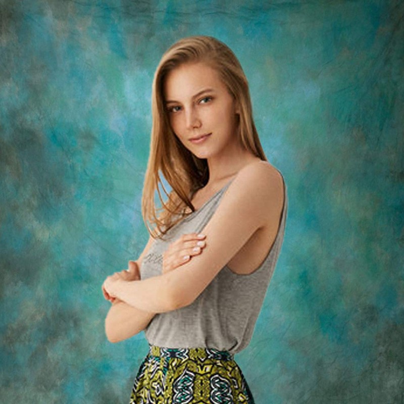 econious Photography Backdrop, 1.5x2.2m Abstract Cyan Portrait Backdrop for Photography,