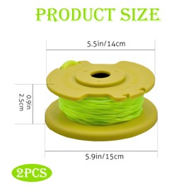 QKEINV 2Pcs Trimmer Line Spool Replacement, Strimmer Spool Compatible for Ryobi, AC80RL3, RY4020, RY40220, ZRP2080 Grass Strimmer, 18V 24V 40V Auto Feed Trimmer Line Spools Parts Lawn Mower Spools
