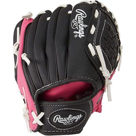 Rawlings Kids Baseball Glove (9" / Toddler) with Training Ball Right Throw JPL91 Pink/Black