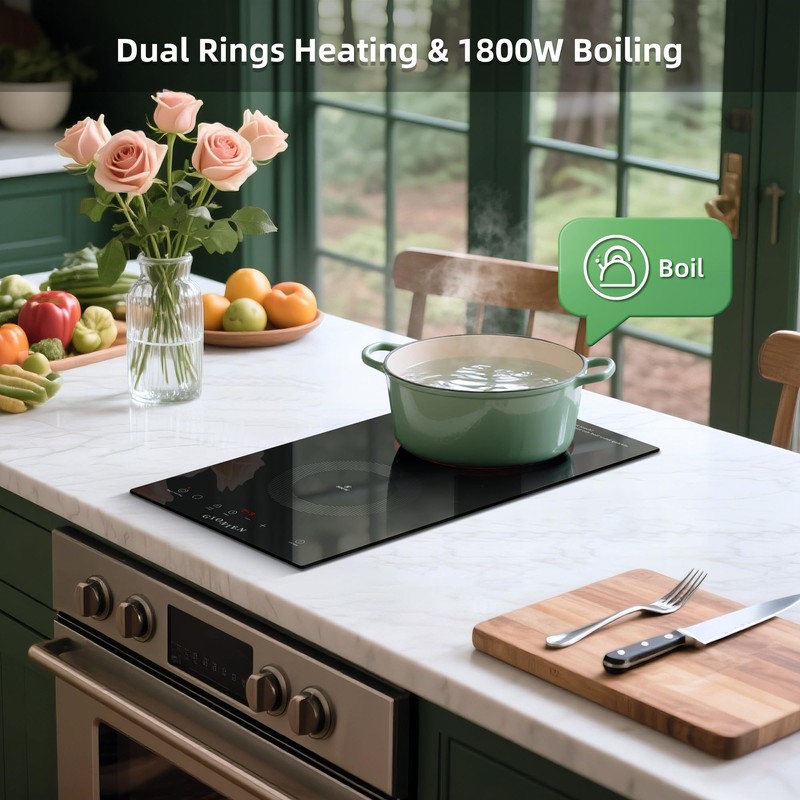 Electric Cooktop 2 Burners 110V~120V, 12'' Plug in Electric Stove
