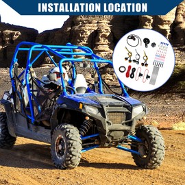 Hihaha Universal LED Turn Signal Horn Kit with Handlebar Toggle Switch Flasher Relay/Street Legal Kit for UTV ATV SXS Scooter/Durable Plastic / 1Set Black