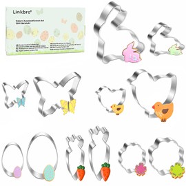 Linkbro Ausstecher Ostern [12 Stück ], 304 Edelstahl Ausstechförmchen Ostern Plätzchen Ausstecher Hase Eier zum Ausstechen von Plätzchen, Keksen, Fondant