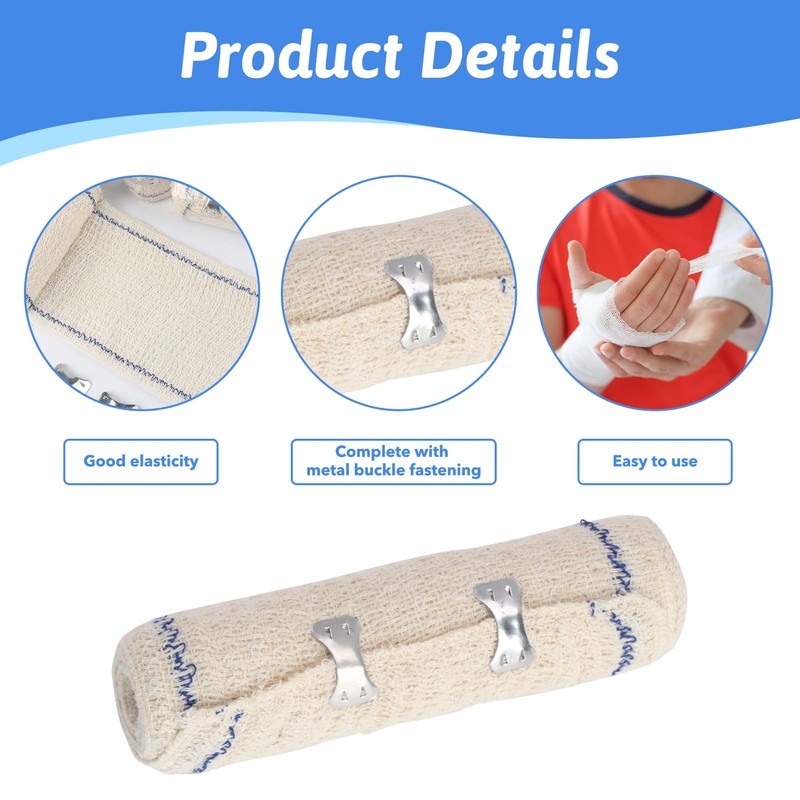 Elastic bandage for effective support, compression wrap with self-closure for