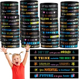 120 Pcs Motivational Silicone Bracelets Motivational Quote Rubber Wristbands Inspirational Silicone Wristband for Kids Children Teens Women Men School Home Office Party Favor Gifts Supplies, 20 Styles