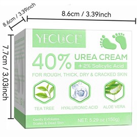 150g Moisturizing Foot & Hand Cream with Hyaluronic Acid, Tea Tree & Aloe Vera, Hydrating Moisturizer for Feet, Hands, Elbows & Knees