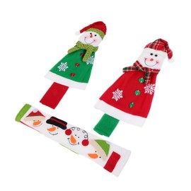 jojofuny Fridge Handle Covers Christmas Theme 3 Pack Snowman Pattern Reusable Easy Install Kitchen Appliances Protector