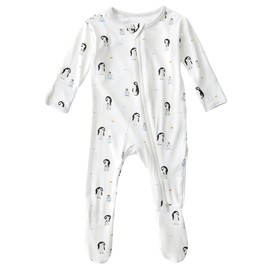 Bamboo Little Soft Baby Footie Pajamas, Baby Clothes, Newborn Sleepers, 95% Viscose and 5% Spandex, Penguin, 0-3 Months