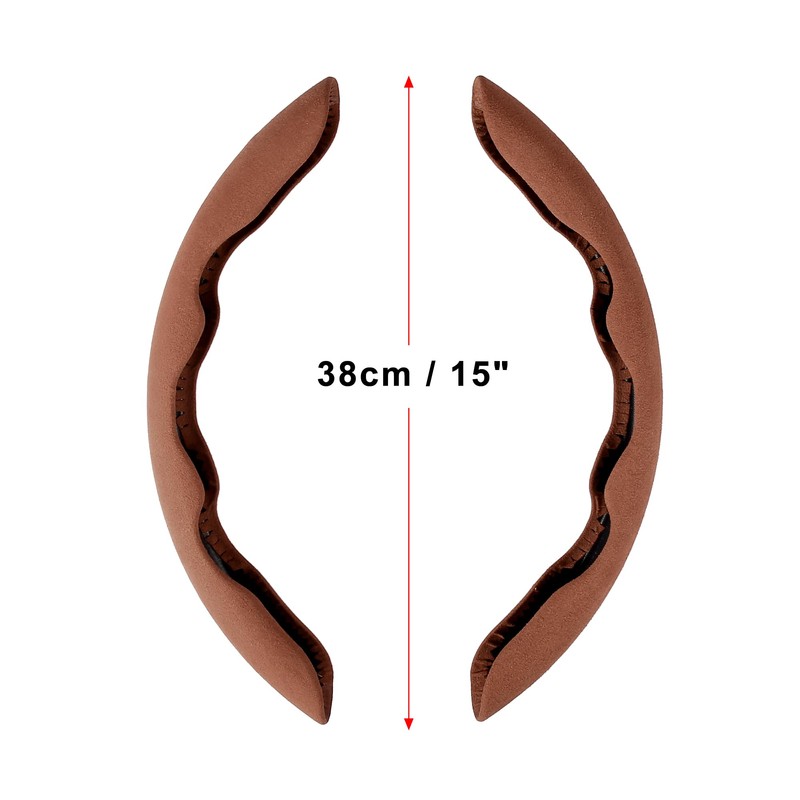 X AUTOHAUX Pair 38cm 15" Universal Suede Anti Slip Steering