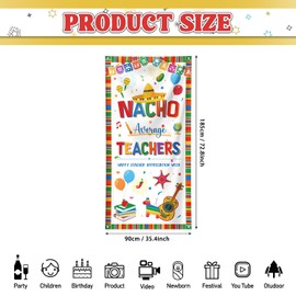 YVAINE Nacho Average Teachers Door Cover Banner Fiesta Cinco de Mayo Teacher Appreciation Decoration Thank You Teachers Door Background Happy Teachers Appreciation Week Banner Party Supplies,72.9×35 Inch