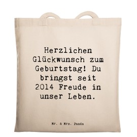 Mr. & Mrs. Panda Tragetasche Spruch 2014 Geburtstag Freude - Geschenk, besondere Momente, Beuteltasche, Jutetasche, Laptoptasche, Stofftasche,