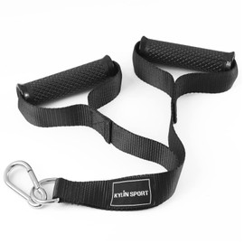 KYLIN SPORT - Mango largo de estribo con mosquetón de metal, accesorios para máquina de banda de resistencia, empuñaduras de silicona, correa de fitness