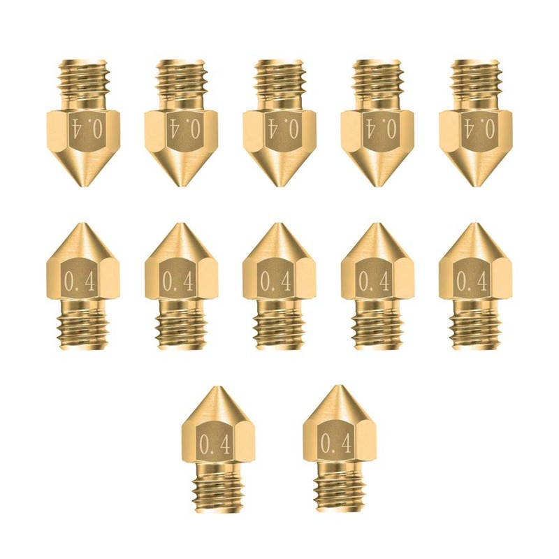 Saipor 12pcs 0.4mm Nozzle Printhead Brass 3D Printer Nozzle M6