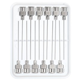 PATIKIL 22Ga x 1.5 Inch Stainless Steel Dispensing Needle Tips, 12Pcs Metal Glue Needle Tube Blunt Tips Luer Lock for Thick Glue Ink Lab, Silver