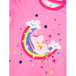 Vopawetty Girls 4-Piece Summer T-shirt and Shorts Set Pink Unicorn, 10-11 Years